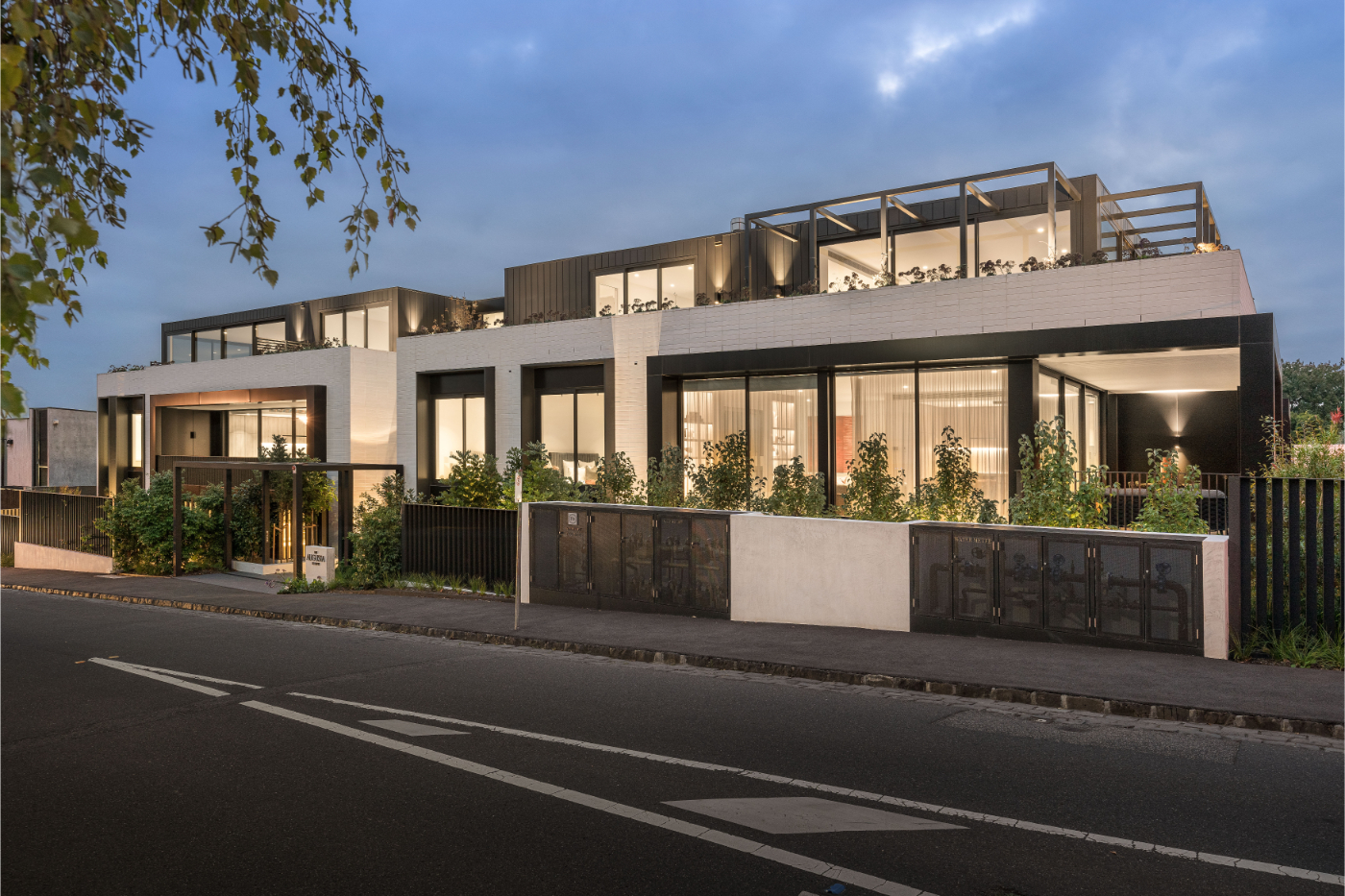 Modern house in Kew at dusk